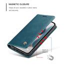 CaseMe-013 Multifunctional Retro Frosted Horizontal Flip Leather Case with Card Slot & Holder & Wallet For iPhone 13 Pro(Blue)