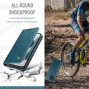 CaseMe-013 Multifunctional Retro Frosted Horizontal Flip Leather Case with Card Slot & Holder & Wallet For iPhone 13 Pro(Blue)