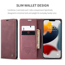 CaseMe-013 Multifunctional Retro Frosted Horizontal Flip Leather Case with Card Slot & Holder & Wallet For iPhone 13 Pro(Wine Red)