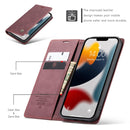 CaseMe-013 Multifunctional Retro Frosted Horizontal Flip Leather Case with Card Slot & Holder & Wallet For iPhone 13 Pro(Wine Red)