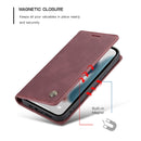 CaseMe-013 Multifunctional Retro Frosted Horizontal Flip Leather Case with Card Slot & Holder & Wallet For iPhone 13 Pro(Wine Red)