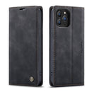CaseMe-013 Multifunctional Retro Frosted Horizontal Flip Leather Case with Card Slot & Holder & Wallet For iPhone 13 Pro Max(Black)