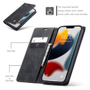 CaseMe-013 Multifunctional Retro Frosted Horizontal Flip Leather Case with Card Slot & Holder & Wallet For iPhone 13 Pro Max(Black)