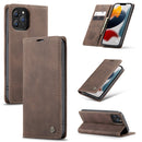 CaseMe-013 Multifunctional Retro Frosted Horizontal Flip Leather Case with Card Slot & Holder & Wallet For iPhone 13 Pro Max(Coffee)