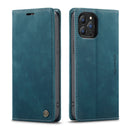 CaseMe-013 Multifunctional Retro Frosted Horizontal Flip Leather Case with Card Slot & Holder & Wallet For iPhone 13 Pro Max(Blue)