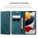 CaseMe-013 Multifunctional Retro Frosted Horizontal Flip Leather Case with Card Slot & Holder & Wallet For iPhone 13 Pro Max(Blue)