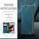 CaseMe-013 Multifunctional Retro Frosted Horizontal Flip Leather Case with Card Slot & Holder & Wallet For iPhone 13 Pro Max(Blue)