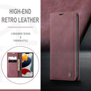 CaseMe-013 Multifunctional Retro Frosted Horizontal Flip Leather Case with Card Slot & Holder & Wallet For iPhone 13 Pro Max(Wine Red)
