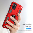For Xiaomi Poco F3 Carbon Fiber Pattern PC + TPU Protective Case with Ring Holder(Dark Blue)