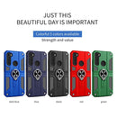 For Xiaomi Redmi Note 8 Carbon Fiber Pattern PC + TPU Protective Case with Ring Holder(Dark Green)