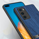 For Huawei P40 Pro Shang Rui Wood Grain Skin PU + TPU Shockproof Case(Grey)