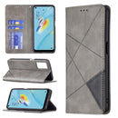 For OPPO A54 4G / A55 5G Rhombus Texture Horizontal Flip Magnetic Leather Case with Holder & Card Slots(Grey)