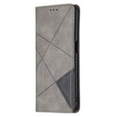 For OPPO A54 4G / A55 5G Rhombus Texture Horizontal Flip Magnetic Leather Case with Holder & Card Slots(Grey)