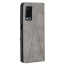 For OPPO A54 4G / A55 5G Rhombus Texture Horizontal Flip Magnetic Leather Case with Holder & Card Slots(Grey)