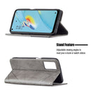 For OPPO A54 4G / A55 5G Rhombus Texture Horizontal Flip Magnetic Leather Case with Holder & Card Slots(Grey)