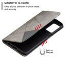 For OPPO A54 4G / A55 5G Rhombus Texture Horizontal Flip Magnetic Leather Case with Holder & Card Slots(Grey)
