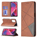 For OPPO A74 5G / A93 5G / A54 5G Rhombus Texture Horizontal Flip Magnetic Leather Case with Holder & Card Slots(Brown)
