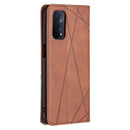 For OPPO A74 5G / A93 5G / A54 5G Rhombus Texture Horizontal Flip Magnetic Leather Case with Holder & Card Slots(Brown)