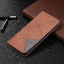 For OPPO A74 5G / A93 5G / A54 5G Rhombus Texture Horizontal Flip Magnetic Leather Case with Holder & Card Slots(Brown)