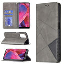 For OPPO A74 5G / A93 5G / A54 5G Rhombus Texture Horizontal Flip Magnetic Leather Case with Holder & Card Slots(Grey)