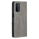 For OPPO A74 5G / A93 5G / A54 5G Rhombus Texture Horizontal Flip Magnetic Leather Case with Holder & Card Slots(Grey)