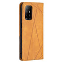 For OPPO A94 5G / F19 Pro Plus / Reno5 Z 5G Rhombus Texture Horizontal Flip Magnetic Leather Case with Holder & Card Slots(Yellow)