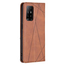 For OPPO A94 5G / F19 Pro Plus / Reno5 Z 5G Rhombus Texture Horizontal Flip Magnetic Leather Case with Holder & Card Slots(Brown)