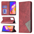 For OPPO A94 5G / F19 Pro Plus / Reno5 Z 5G Rhombus Texture Horizontal Flip Magnetic Leather Case with Holder & Card Slots(Red)