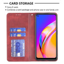 For OPPO A94 5G / F19 Pro Plus / Reno5 Z 5G Rhombus Texture Horizontal Flip Magnetic Leather Case with Holder & Card Slots(Red)