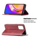 For OPPO A94 5G / F19 Pro Plus / Reno5 Z 5G Rhombus Texture Horizontal Flip Magnetic Leather Case with Holder & Card Slots(Red)