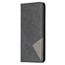 For OPPO A94 5G / F19 Pro Plus / Reno5 Z 5G Rhombus Texture Horizontal Flip Magnetic Leather Case with Holder & Card Slots(Black)