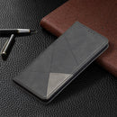 For OPPO A94 5G / F19 Pro Plus / Reno5 Z 5G Rhombus Texture Horizontal Flip Magnetic Leather Case with Holder & Card Slots(Black)