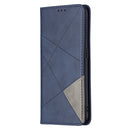 For OPPO A94 5G / F19 Pro Plus / Reno5 Z 5G Rhombus Texture Horizontal Flip Magnetic Leather Case with Holder & Card Slots(Blue)