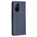 For OPPO A94 5G / F19 Pro Plus / Reno5 Z 5G Rhombus Texture Horizontal Flip Magnetic Leather Case with Holder & Card Slots(Blue)