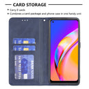 For OPPO A94 5G / F19 Pro Plus / Reno5 Z 5G Rhombus Texture Horizontal Flip Magnetic Leather Case with Holder & Card Slots(Blue)