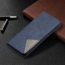 For OPPO A94 5G / F19 Pro Plus / Reno5 Z 5G Rhombus Texture Horizontal Flip Magnetic Leather Case with Holder & Card Slots(Blue)