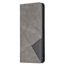 For OPPO A94 5G / F19 Pro Plus / Reno5 Z 5G Rhombus Texture Horizontal Flip Magnetic Leather Case with Holder & Card Slots(Grey)