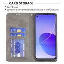For OPPO Reno6 Rhombus Texture Horizontal Flip Magnetic Leather Case with Holder & Card Slots(Grey)