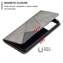 For OPPO Reno6 Rhombus Texture Horizontal Flip Magnetic Leather Case with Holder & Card Slots(Grey)