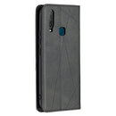 For vivo Y11/Y15/Y12/Y17 Rhombus Texture Horizontal Flip Magnetic Leather Case with Holder & Card Slots(Black)