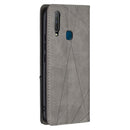 For vivo Y11/Y15/Y12/Y17 Rhombus Texture Horizontal Flip Magnetic Leather Case with Holder & Card Slots(Grey)