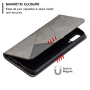 For vivo Y11/Y15/Y12/Y17 Rhombus Texture Horizontal Flip Magnetic Leather Case with Holder & Card Slots(Grey)