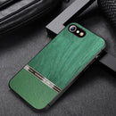 Shang Rui Wood Grain Skin PU + TPU Shockproof Case For iPhone SE 2022 / SE 2020 / 8 / 7(Green)