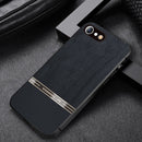 Shang Rui Wood Grain Skin PU + TPU Shockproof Case For iPhone SE 2022 / SE 2020 / 8 / 7(Black)