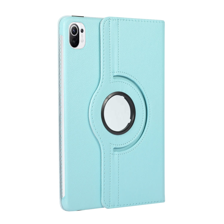 For Xiaomi Pad 5 Pro / Pad 5 360 Degree Rotation Litchi Texture Flip Leather Case with Holder(Sky Blue)