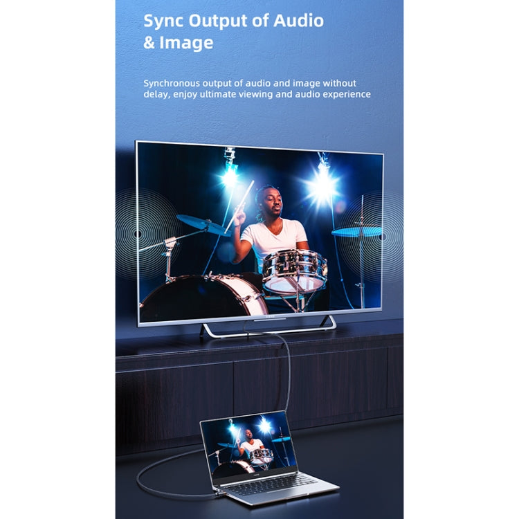 USAMS US-SJ530 U74 DP to HDMI 4K Glossy Aluminum Alloy HD Audio and Video Cable, Cable Length: 2m(Black)