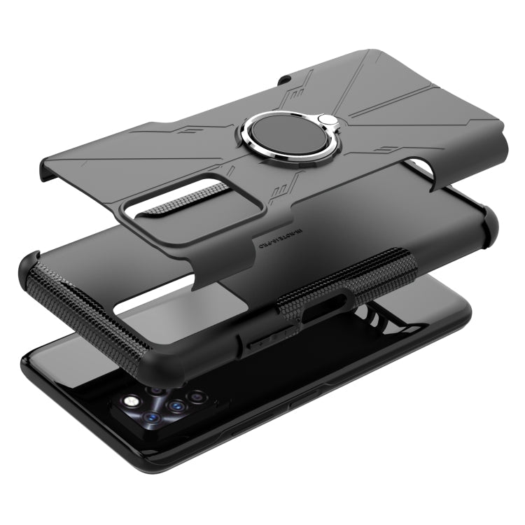 For Infinix Note 10 Pro Armor Bear Shockproof PC + TPU Protective Case with Ring Holder(Black)