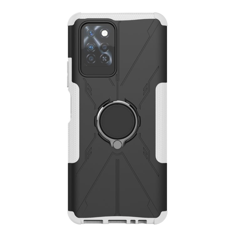 For Infinix Note 10 Pro Armor Bear Shockproof PC + TPU Protective Case with Ring Holder(White)