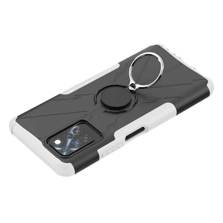 For Infinix Note 10 Pro Armor Bear Shockproof PC + TPU Protective Case with Ring Holder(White)