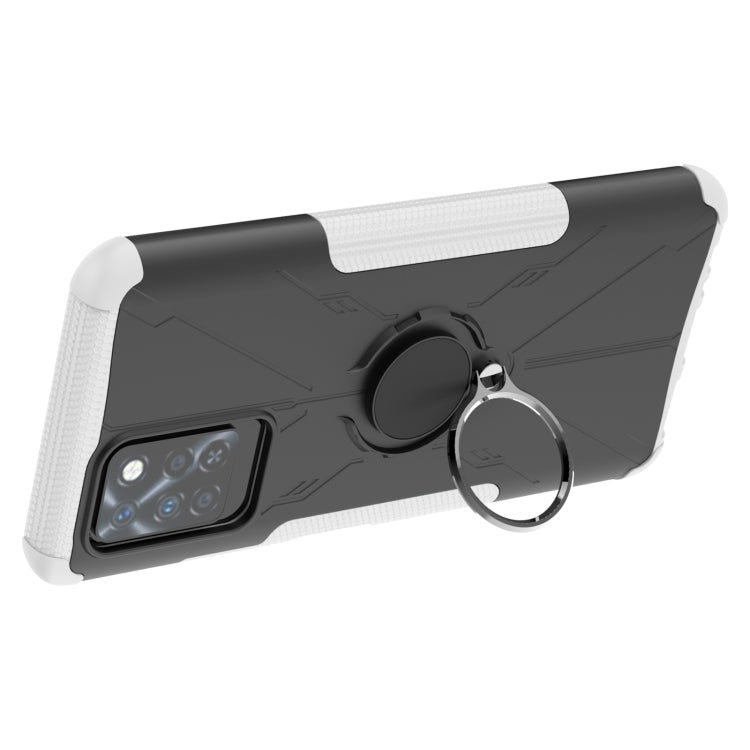 For Infinix Note 10 Pro Armor Bear Shockproof PC + TPU Protective Case with Ring Holder(White)